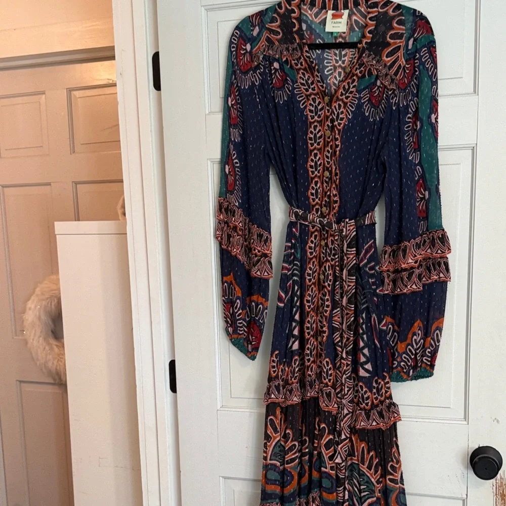 FARM Rio Navy and Coral Long Sleeve Dress - Picture 6 of 10